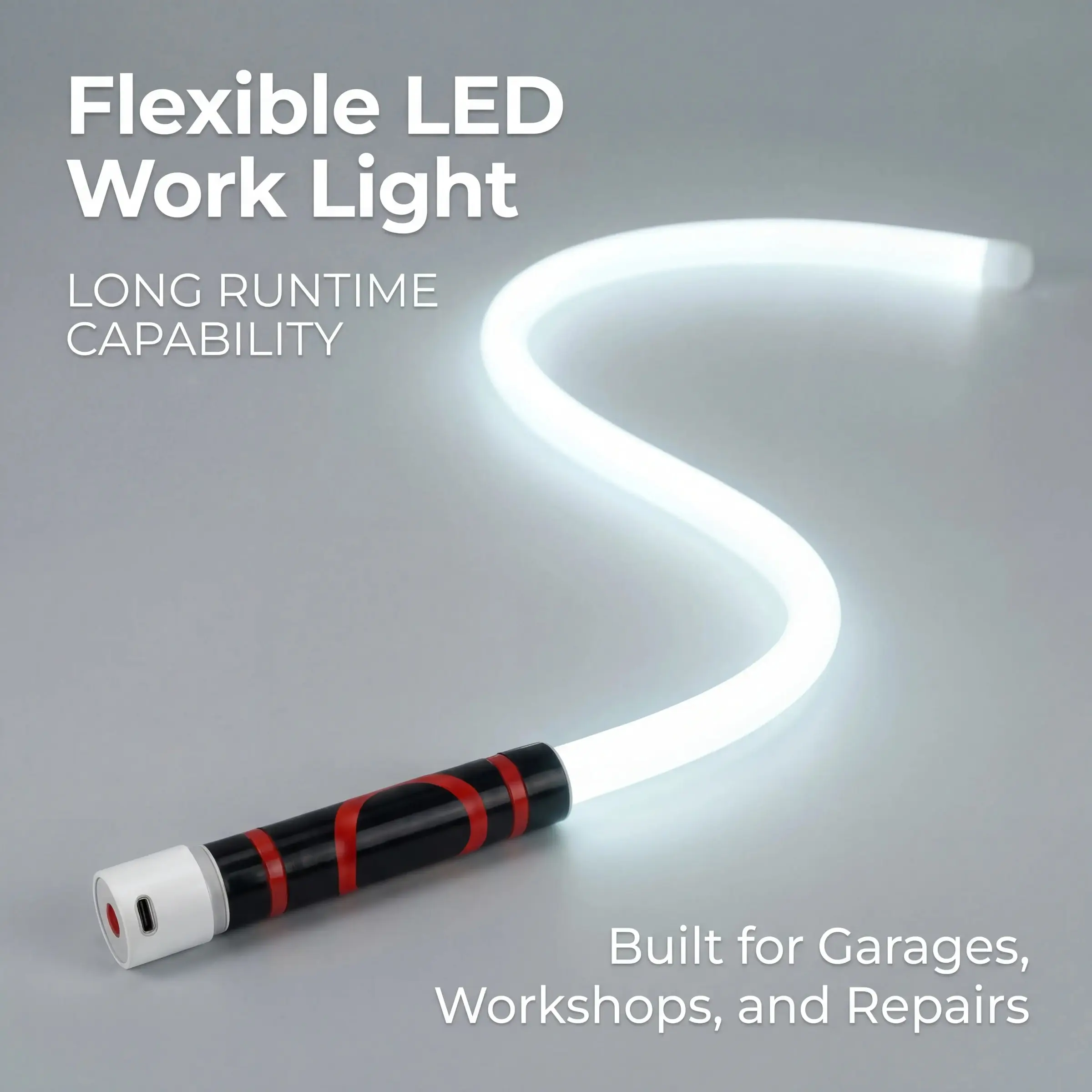 Flexible LED Flashlight, 27-Inch High Lumen Magnetic Work Light, Rechargeable 7-Hour Battery, Ideal for Car Repair, Outdoor Use