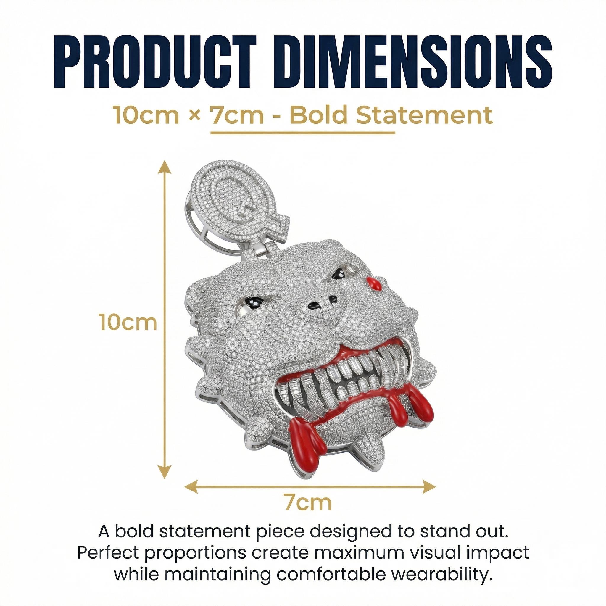 Heavyweight Bloody Bulldog Pendant with Rope Chain| Custom Initial Hip Hop Mascot| Edgy Streetwear Drip