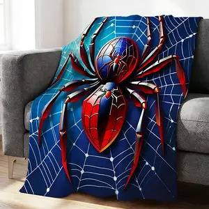 Spider Pattern Throw Blanket, Fashion Flannel Blanket, Soft Lightweight, All Season Microfiber Fabric, Cozy Breathable, Portable Foldable for Sofa Couch Bed Office Camping Travel Car Use, Perfect Home Decor