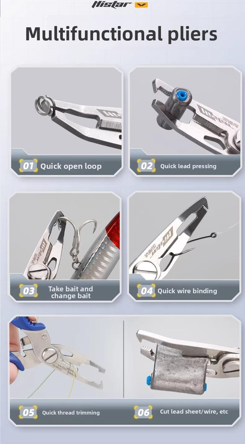 Multi-Functional Fishing Pliers, Stainless Steel Lure Pliers with Hook Remover, Line Cutter & Scissors for Fishing