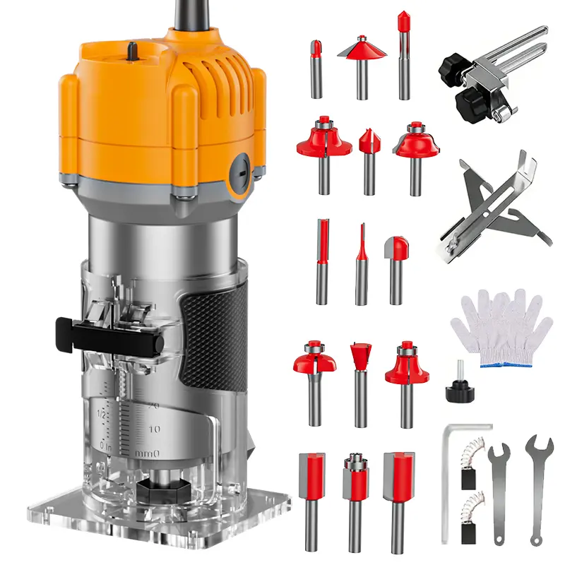 HANWISE Compact Wood Router, Router Power Tool With 15 1/4 Inch Routers, Used For DIY Woodworking, Slotting, Carving, Precise Edge Trimming And Contour Processing, Rotary Tool, Woodworking Tools, Valentine’s Day Gift, Birthday Gift