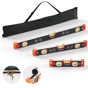 【DealsForYouDays】VEVOR Torpedo Level, 3-Piece Included 9/16/24 in, Magnetic Leveler Tool Set Aluminum Alloy, with Clear 3 Green Vials, V-Groove, Hanging Hole, Multi-angle Measurement for Construction Home Renovation
