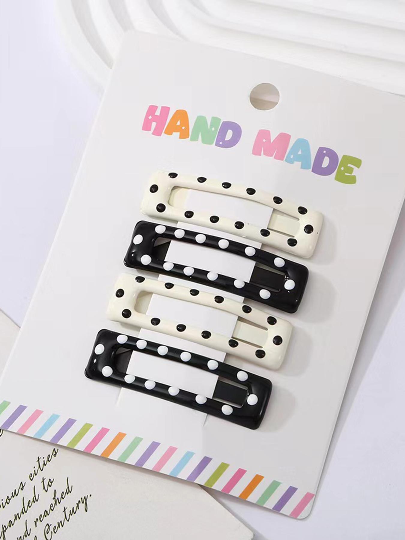 Cute Polka Dot Pattern Hair Clips, Casual Simple Heart & Star Design Hair Accessories for Women & Girls, Minimalist Headwear Suitable for Daily and Casual Use