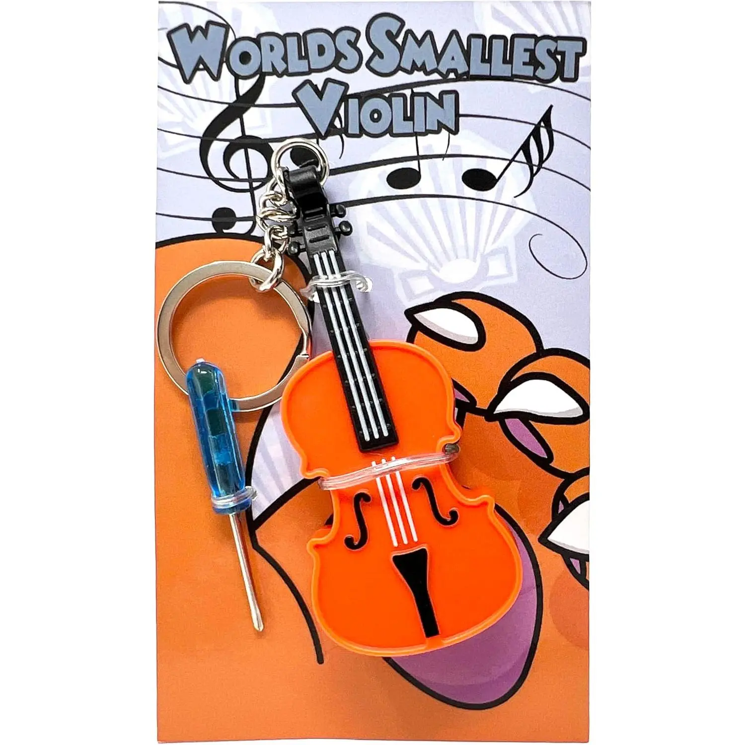 Original World's Smallest Violin Toy Keychain With Playable Sad Music - Tiny Mini Violin Keychain with SoundGift.