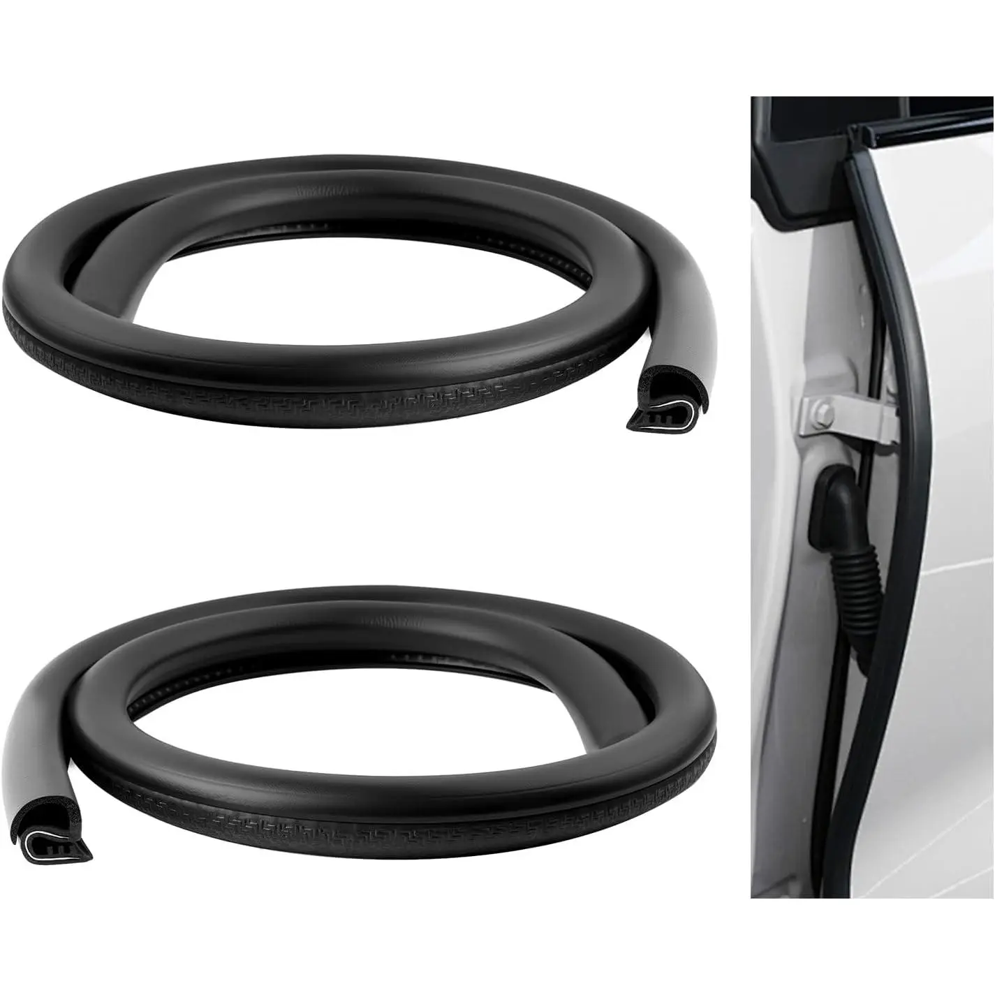 2-Pack 2.62 ft Long Automotive Door Seal Strip, Adjustable Open-End Car Door Protector with Upgraded U-Shaped Fixing Steel Strip, Bayonet Fit & Press Install Thick Rubber Trim