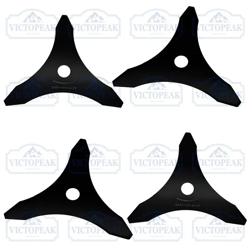 Victopeak 4 Pack 3 Teeth Brush Cutter Blade, Black Hardened Steel Trimmer Blade 1.4mm Thick, Universal Replacement Grass Cutting Blade for String Trimmer Weed Eater Lawn Yard Weeding & Brush Clearing
