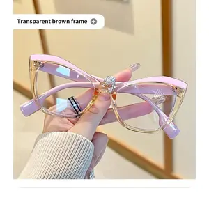 Unisex Y2K Cat Eye Transparent Glasses – Ultra Light Anti Blue Light PC Frame Pink Clear Design For Street Instagram Fashion