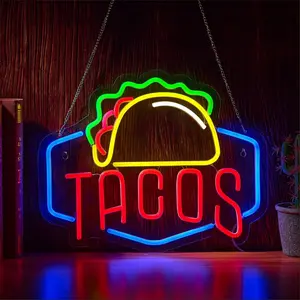 Mexican Restaurant & Pizza Shop Decoration, USB Powered Iron Chain Neon Sign, Adjustable Brightness LED Lights, Suitable for Cafes, Bars, Parties