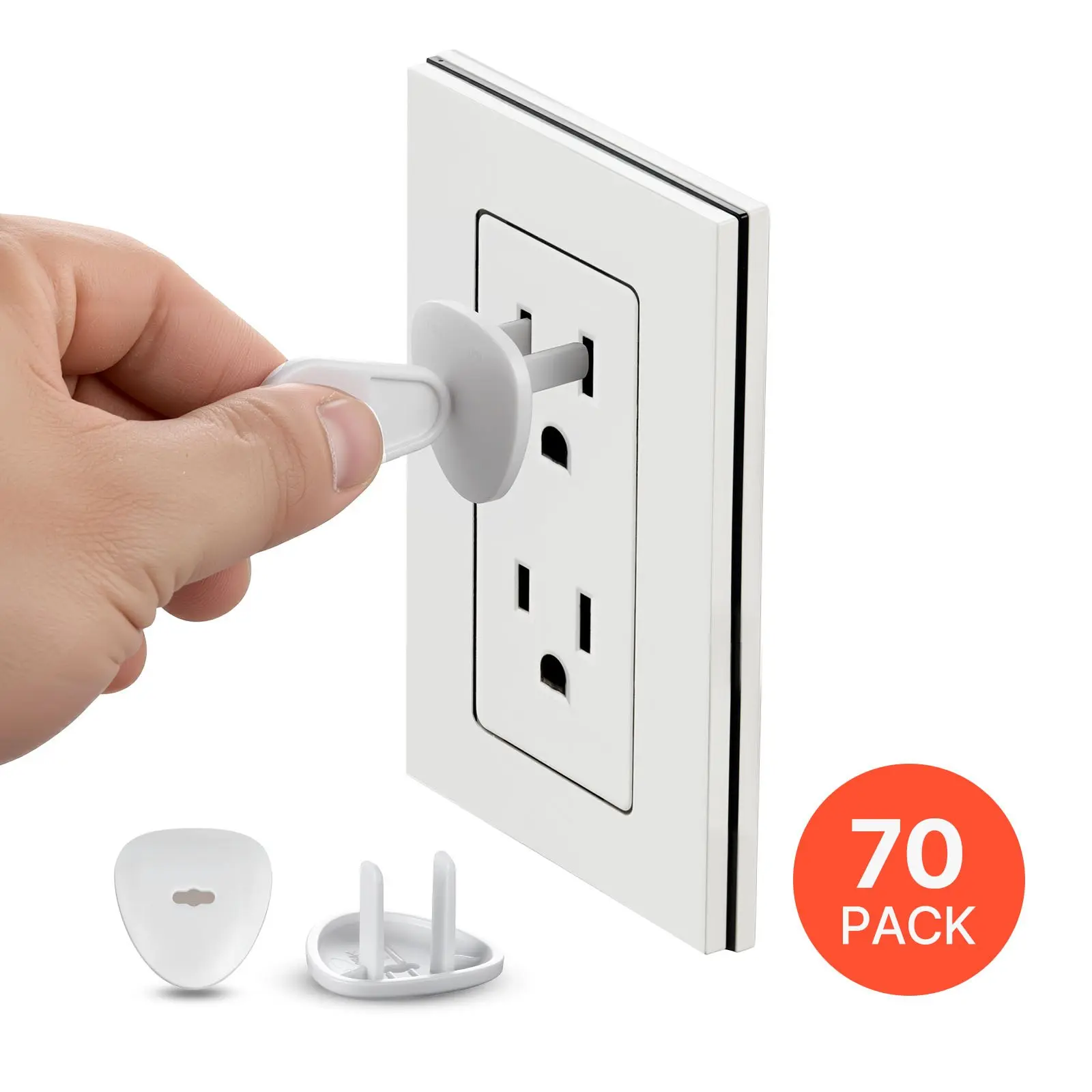 VEVOR Electrical Outlet Plug Caps, 70-Pack White Insulating ABS Plastic Shockproof Protectors, Easy Installation for Home Wall Power Sockets, Compact Shape
