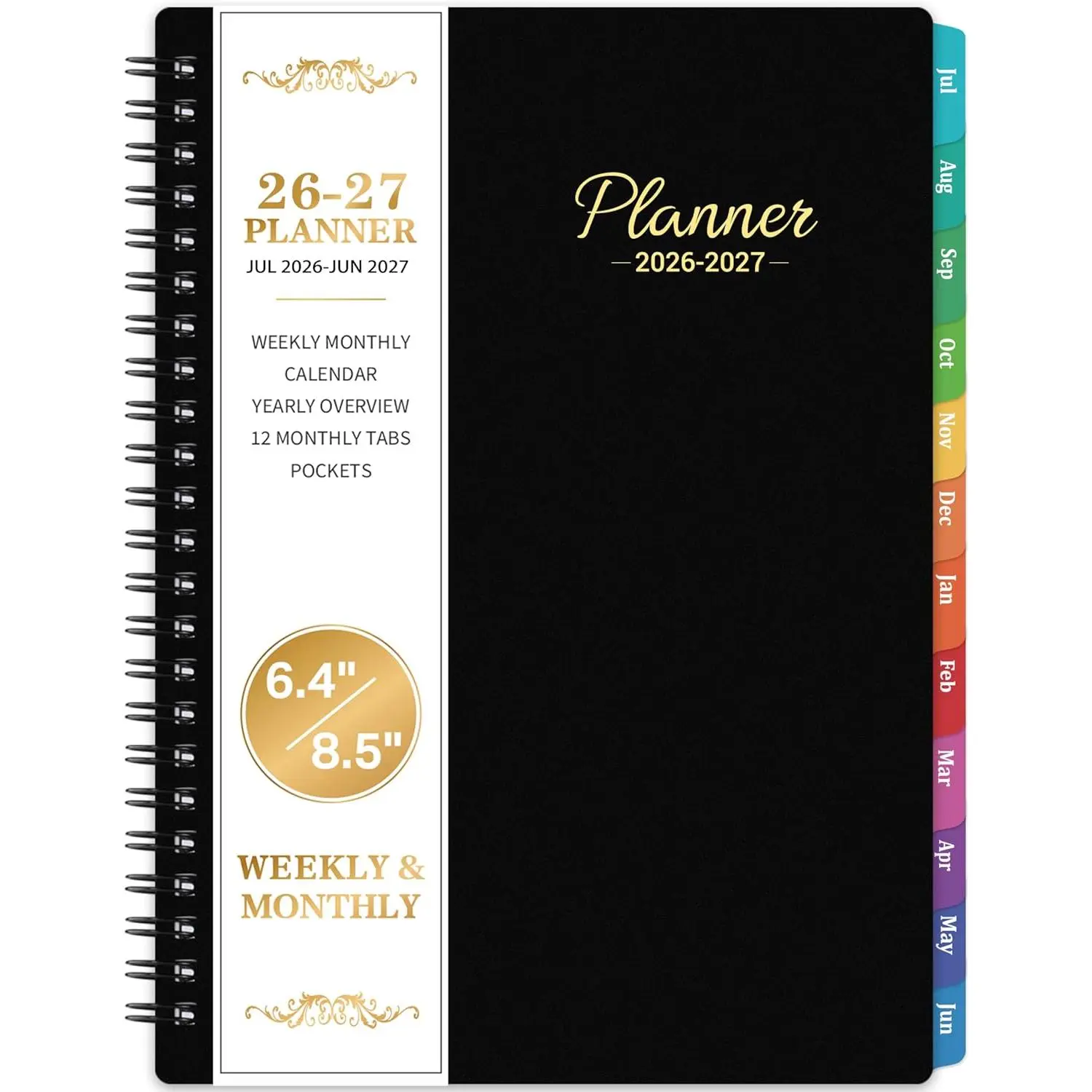 2026-2027 Academic Planner – Jul. 2026 – Jun. 2027, Weekly & Monthly Planner 2026-2027, Calendar Planner, 6.4" x 8.5" with Flexible Cover, Colorful Tabs, -Wire Binding, Inner Pocket, Notes Pages