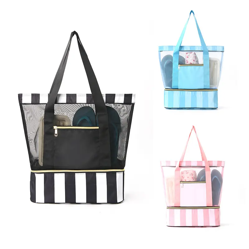 Premium Double Layer Unisex Beach Tote Bag - Beach Purse, High-Capacity, Multi-Compartment, Lightweight, Portable Swimsuit Organizer for Swimming, Travel