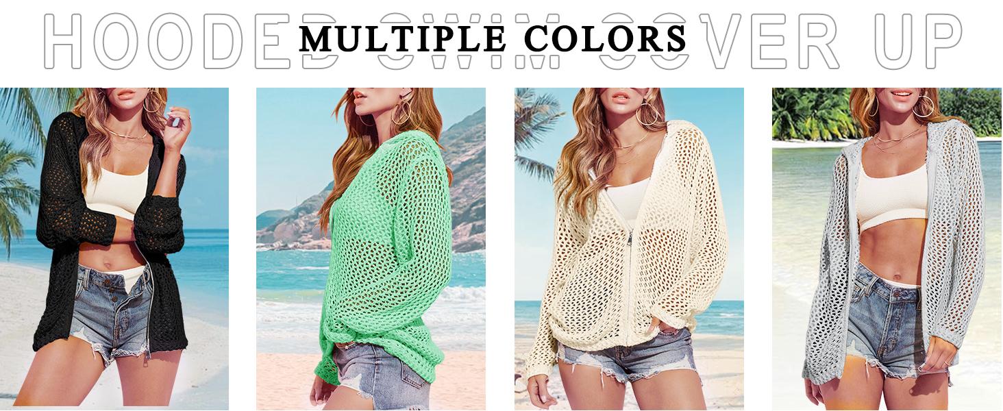 Saodimallsu Women's Crochet Lightweight Cardigan Zip Up Hooded Long Sleeve Knit Sweater Mesh Beach Swim Cover Up for Summer SpringStatements Swimsuit Coverup Saodimallsu Women's Crochet Lightweight Cardigan Zip Up Hooded Long Sleeve Knit Sweater Mesh Beach Swim Cover Up for Summer SpringStatements Swimsuit Coverup