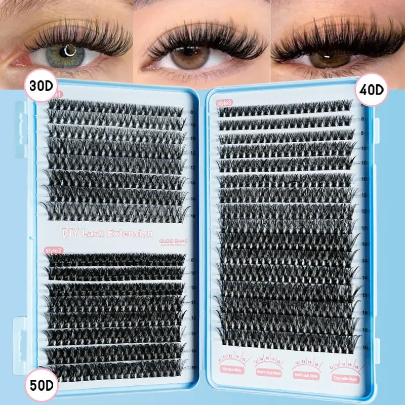 640PCS false eyelash cluster, Diy eyelashes clusters, 30D+40D+50D homemade extension, D curl, soft and light, creating natural makeup, thick cat's eye effect, suitable for daily, special occasions, travel and dating