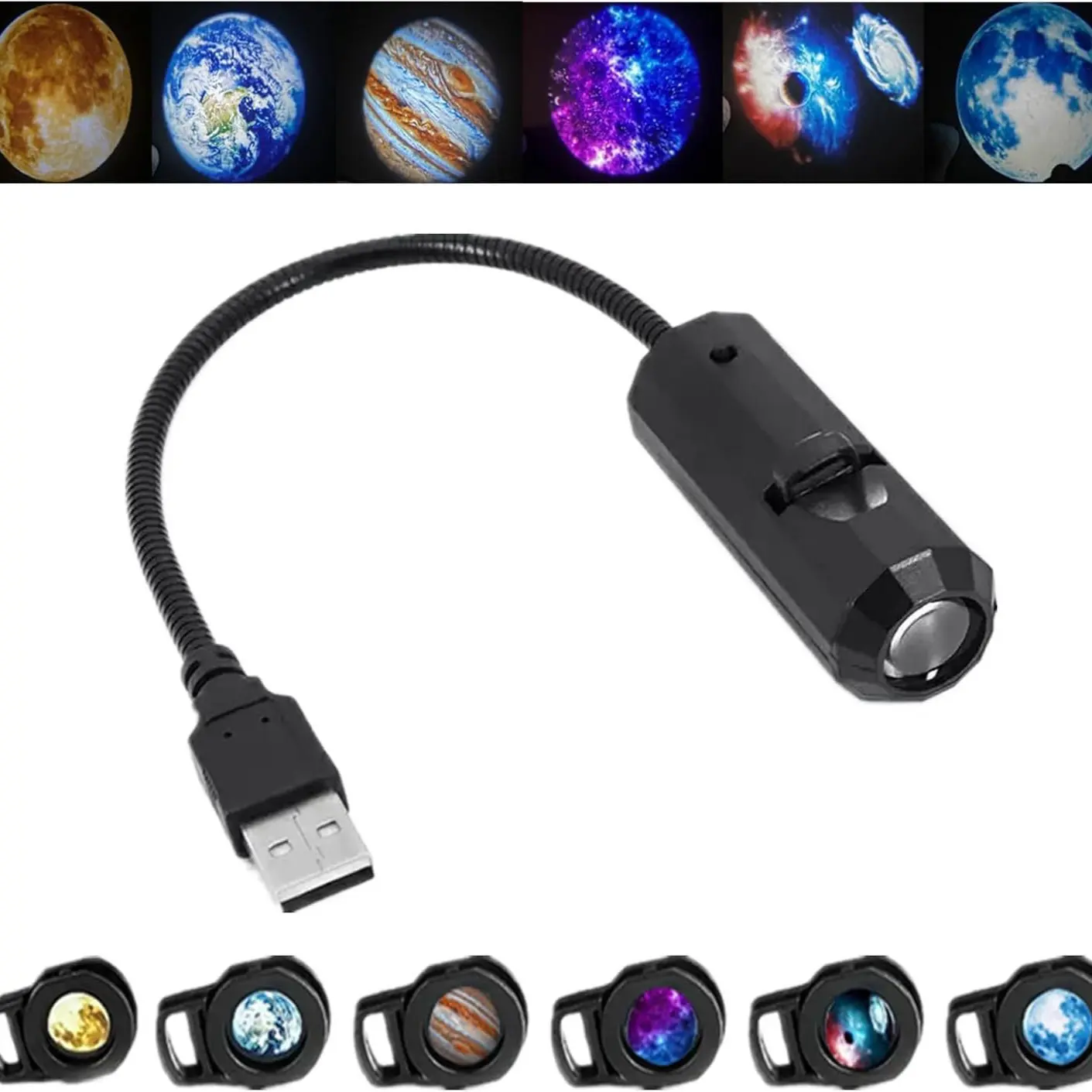USB Starry Sky Projector Lamp, 360 Degree Adjustable Moon Earth Galaxy Ambient Light, Romantic Bedroom Car Party Nightlight