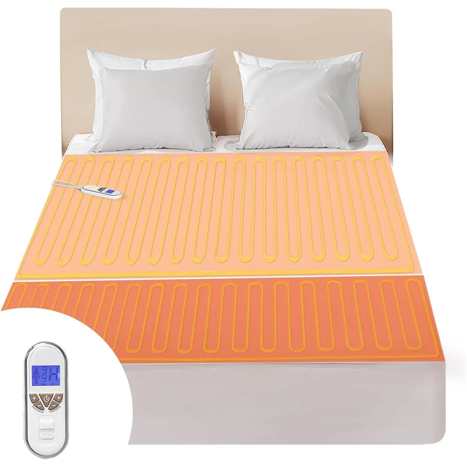 Premium Multi-Zone Electric Heated Mattress Pad Twin XL Size, 39" x 80", 9 Heat Settings, 1-12 Hours Auto Off, Individual Body and Feet Settings, Removable Comfort Layer, Machine Washable