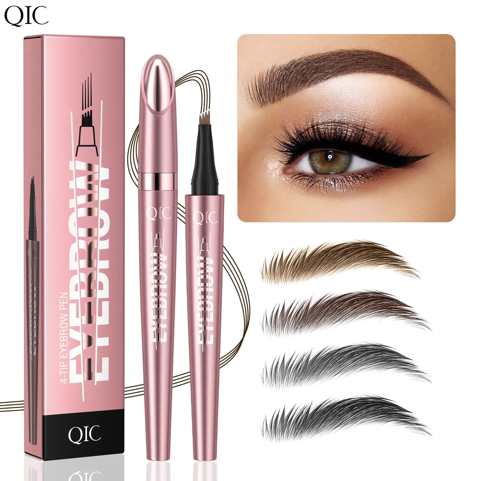 Waterproof Micro-Fork Eyebrow Pencil, Long-Lasting Brow Pen for Natural Hair-Like Strokes, Smudge-Proof Makeup Tool for Daily Use & Soft Glam