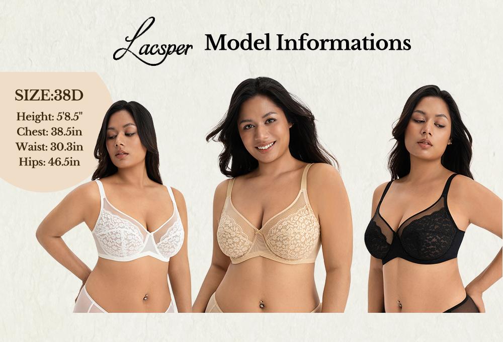 Lacsper Pebble minimizer Bra Polka Dot Lace Unlined Comfort Non Padded Full Coverage Plus Size Underwire Supportive Bra Womenswear SpringStatements