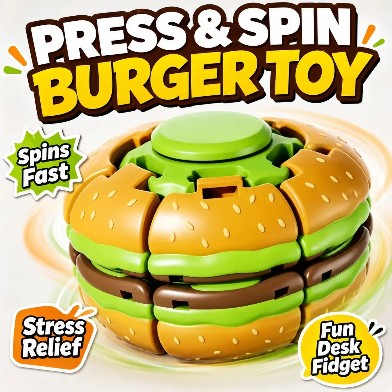 Novelty Stress Relief Ball, Press and Spin Finger Tumbler, Office Portable Fidget Toy for Stress Relief