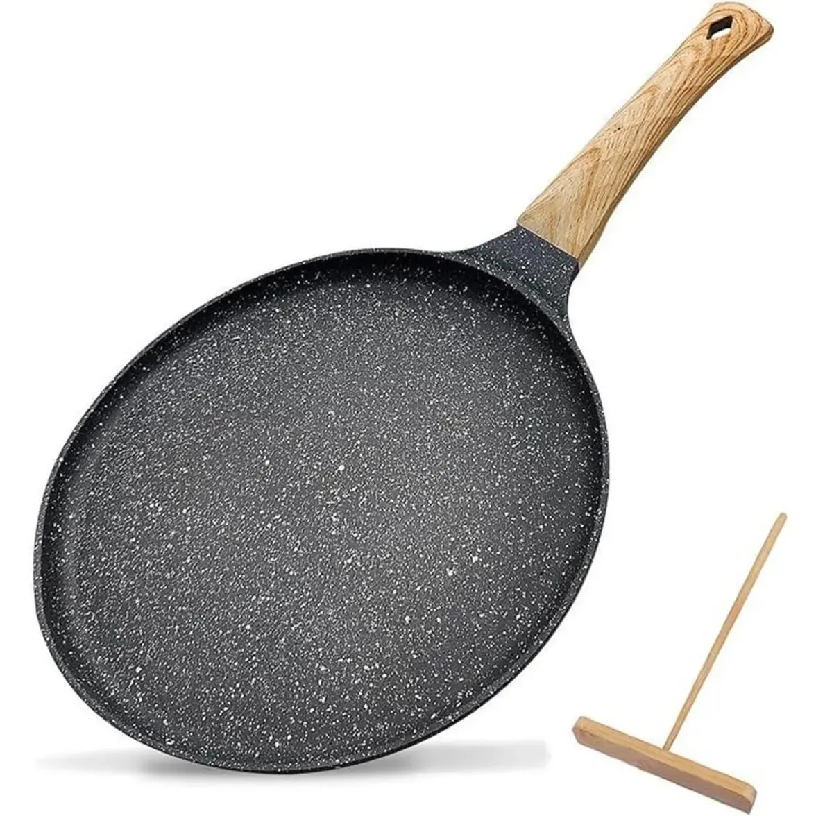 11-Inch Non-Stick Pancake Pan with Spatula, Granite Coating, Compatible with Induction Stove, Induction Ready, Ideal for Crepes and Tortillas