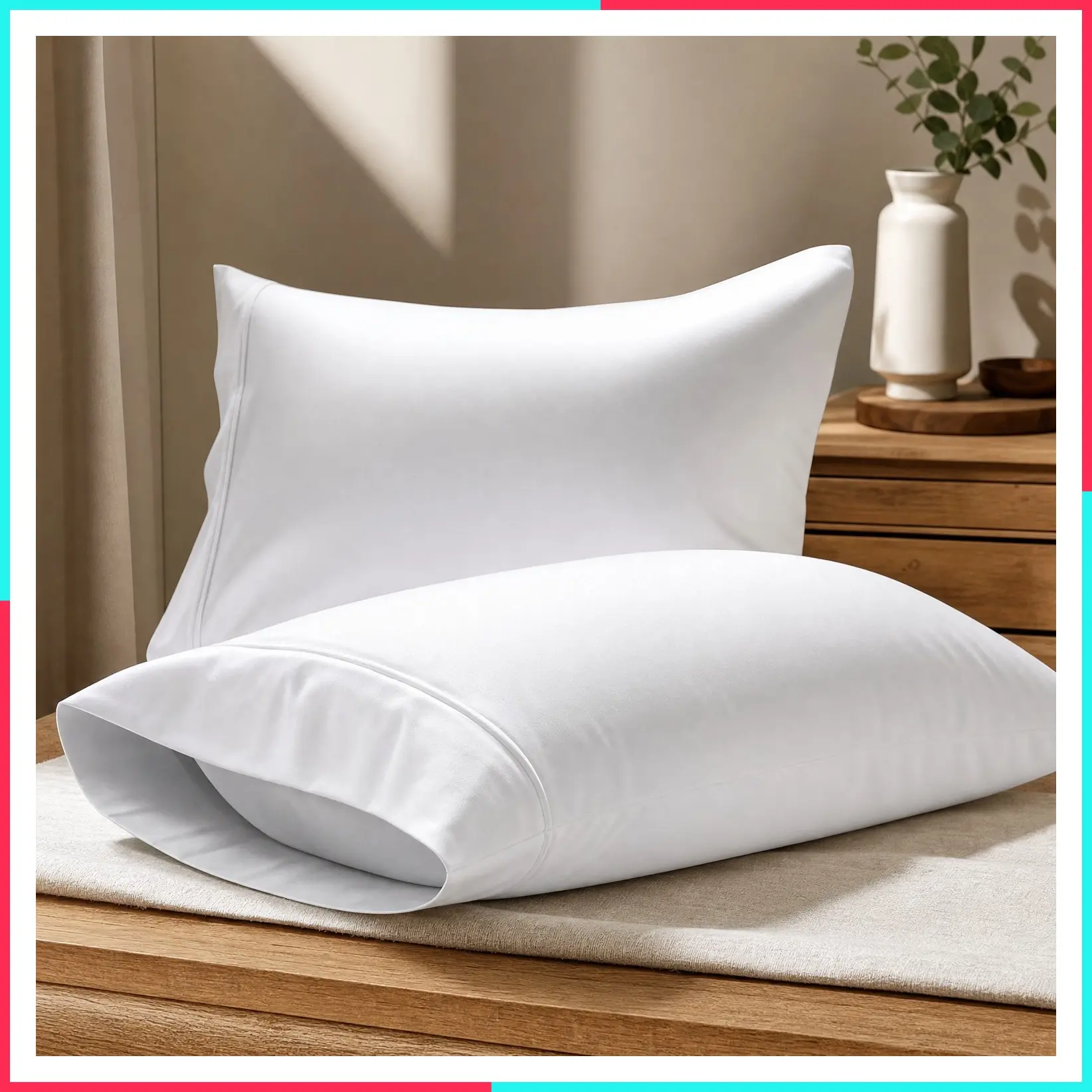 100% Cotton Pillow Cases Queen Size Set of 2 - Luxury 400 Thread Count White Cooling Breathable Hotel Cotton Pillowcases, Fits Standard Pillows
