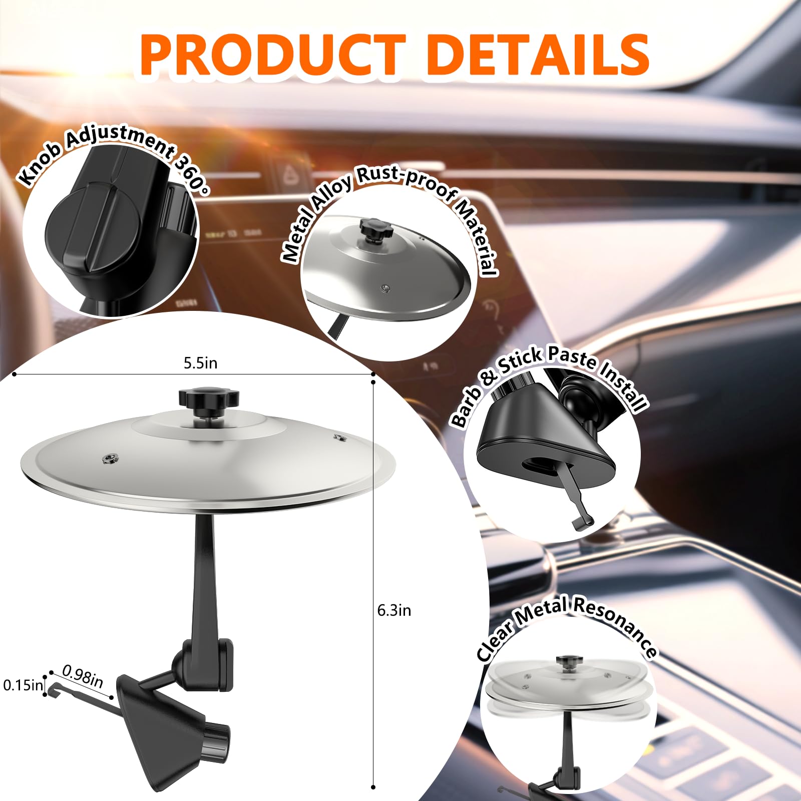 Car Cymbal Air Outlet, Car Drum, Drum Set, Steering Wheel Percussion, Stress-relieving Interactive Drum, Driving without Boredom, No Restrictions on Vehicle Type