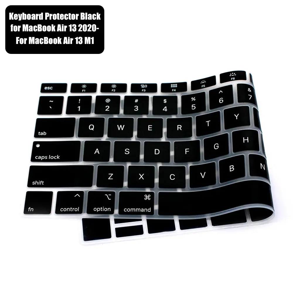 Ultra Thin Keyboard Cover Skin forMacBookAir13.3 A2179/A2337 with Accessories Keyboard Silicone Protective Skin (Black) | Black, U.S Layout, Non-interference Design for ID Key, Dust-proof, Silicone Protective Skin, Custom Fit, Washable & Reusable