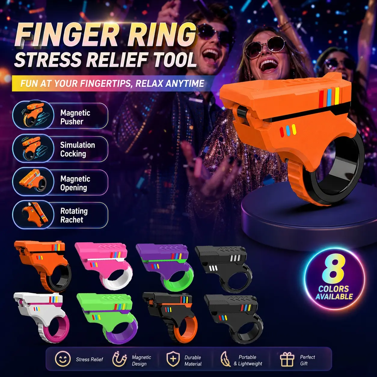 1pc EDC Fidget Toys Cyberpunk Magnetic Slider Realistic Reloading & Ratchet Wheel Clicker Stress Relief Toy for Party & Daily Fun