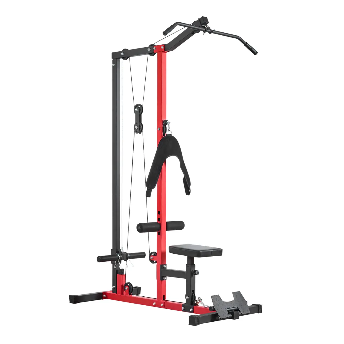 Dufominc   Pull Down Machine, 3-in-1 Row Cable Machine, Cable Machines Home Gym with 3-Level Adjustable Seat, 4-Level Adjustable Foam Roller, Load 400 lbs Lat Tower for Back, Chest, Tricep, Black