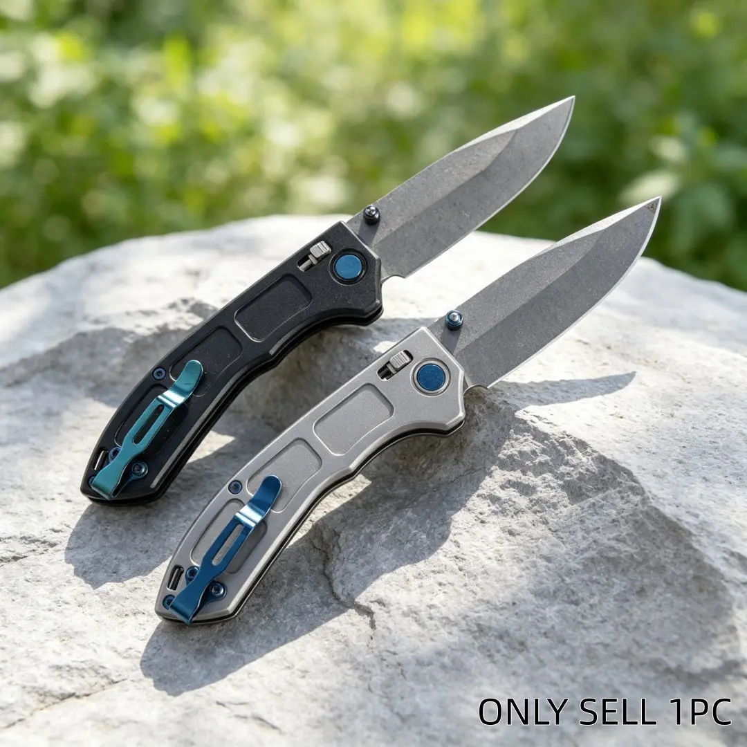1pc 748 Folding Knife, Aluminum Handle, High-Quality Edc Pocket Knife, Multi-Functional Lightweight Design, Ideal for Travel, Camping, Fishing, Gifts