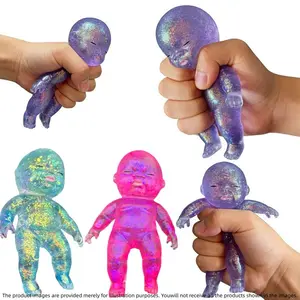 1pc Glitter Doll Squishy Toy, Multicolor Slow Rebound Stress Relief, Super Soft Tpr Sensory Toy, Perfect for Parties and Holidays