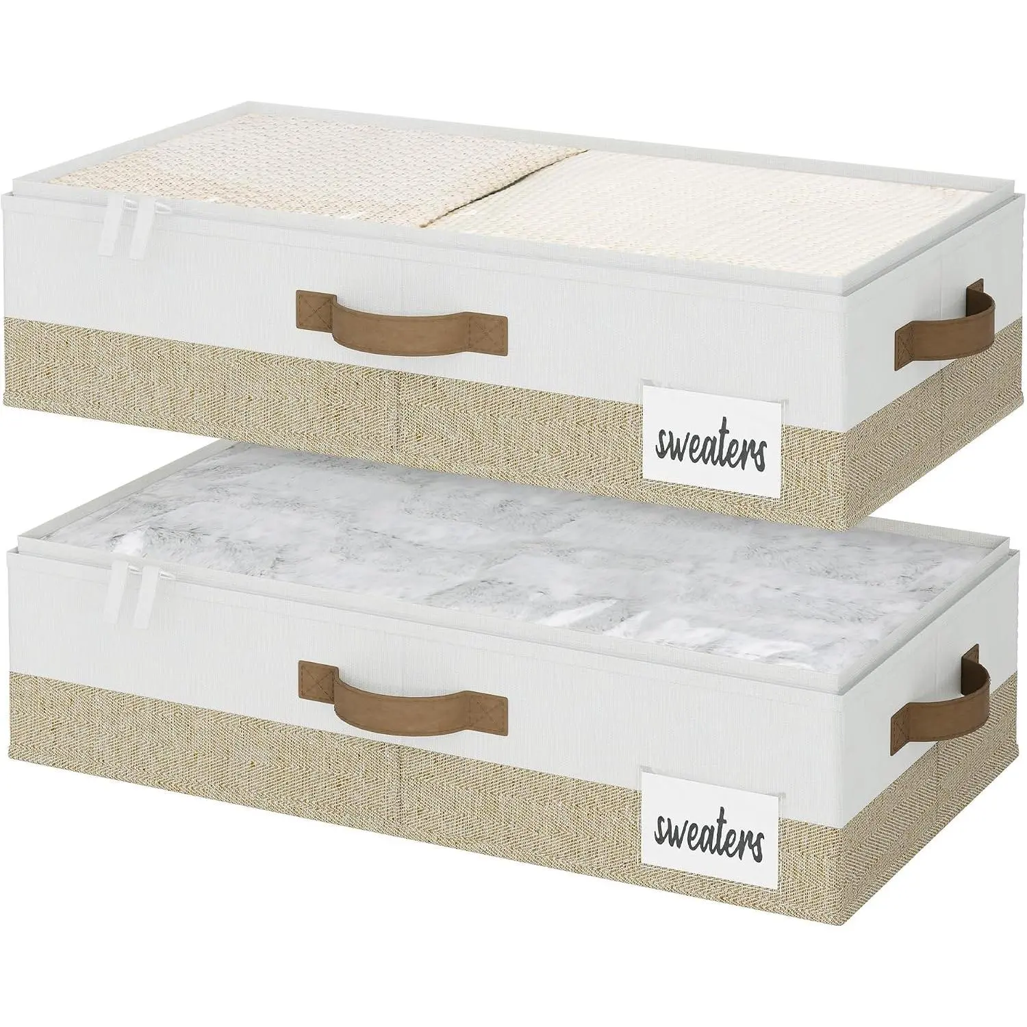 5 Inch Low Profile Under Bed Storage Containers with Clear Lid | Reinforced Structure, Resists Sagging, Handles & Label Holder, Foldable Stackable Closet Storage for Clothes, Blankets, Toys