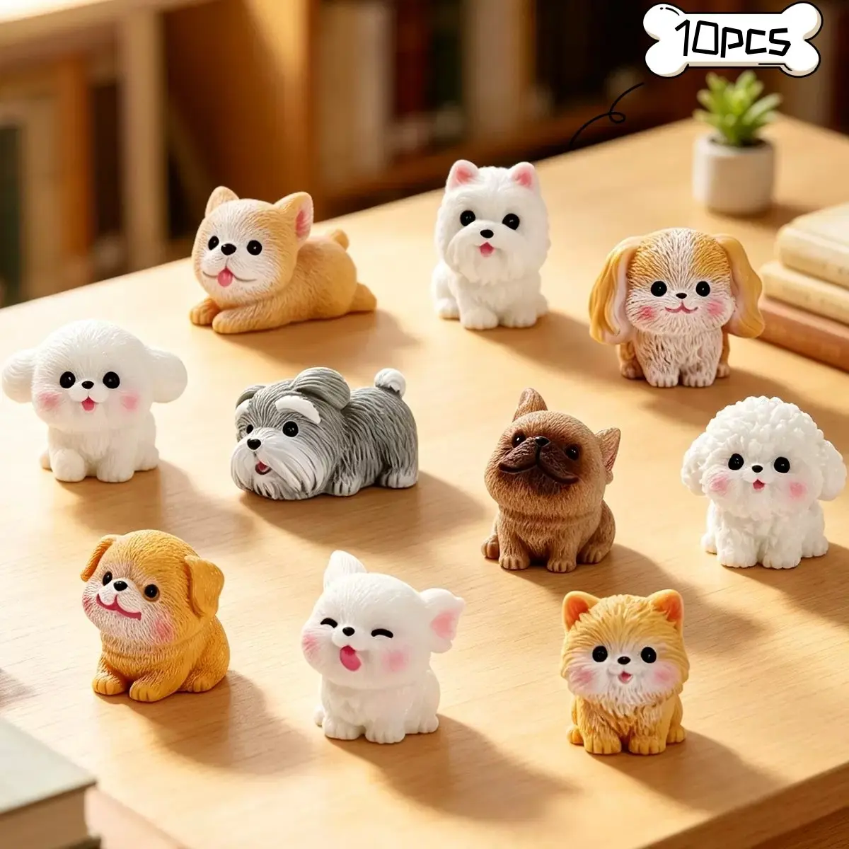 Cute Mini Dog Cat Figurine, Resin Animal Decor, Desk, Car Dashboard, Bedroom Shelf, Office, Dollhouse, Party Cake Decoration, Pet Collectible Gift