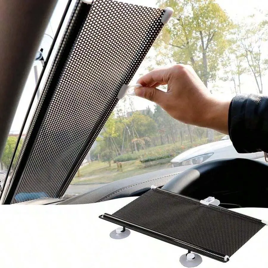 Suction Cup Blackout Curtains (49x15in) -Retractable Sunshade,Portable Blinds,Free-Perforated Sun Protection Roller Shade,Temporary Sunshade Windows Blinds
