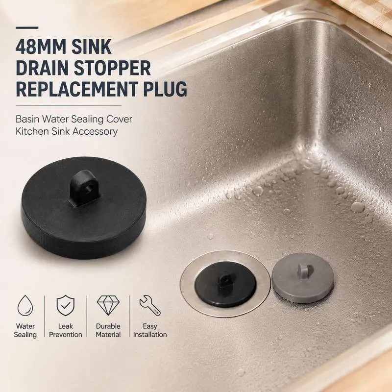 48mm Sink Drain Stopper Replacement Plug Basin Water Sealing Cover Kitchen Sink Accessory