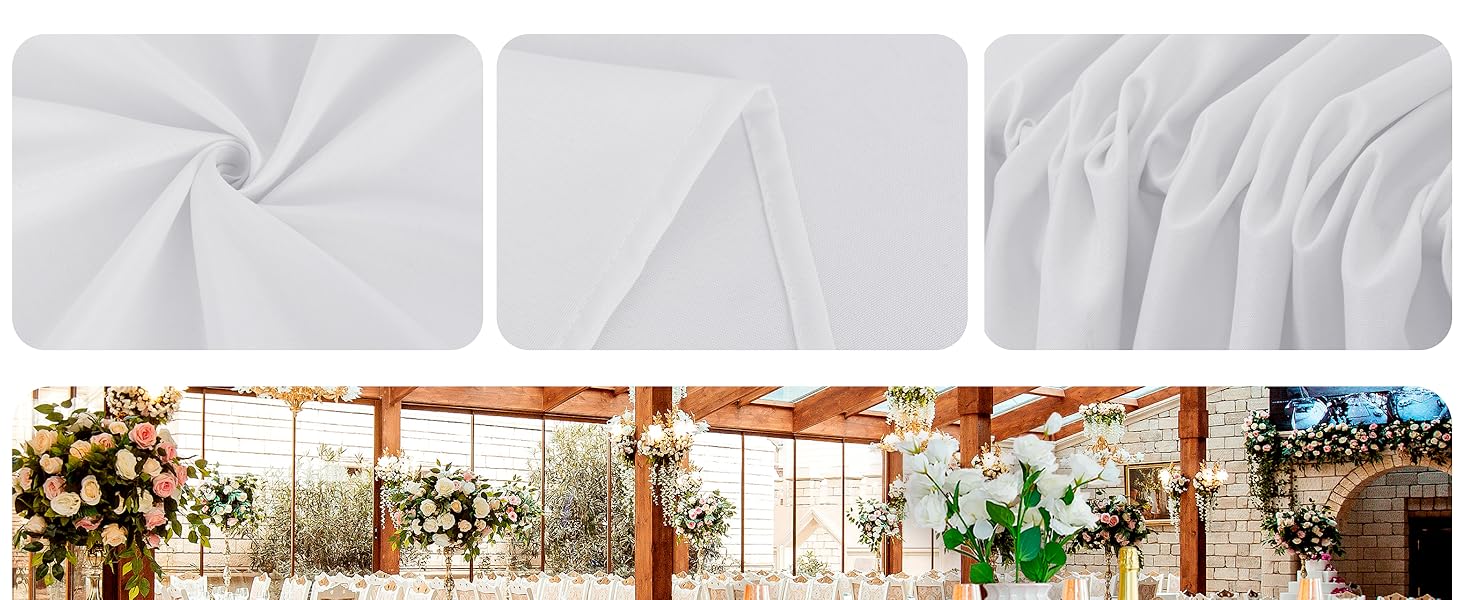 White Tablecloths For Rectangle Tables, 6 Pack-70 x 120 Inches-Reusable and Washable Table Clothes For 6-8 Ft Tables, Polyester Fabric Table Covers For Wedding, Party, Banquet