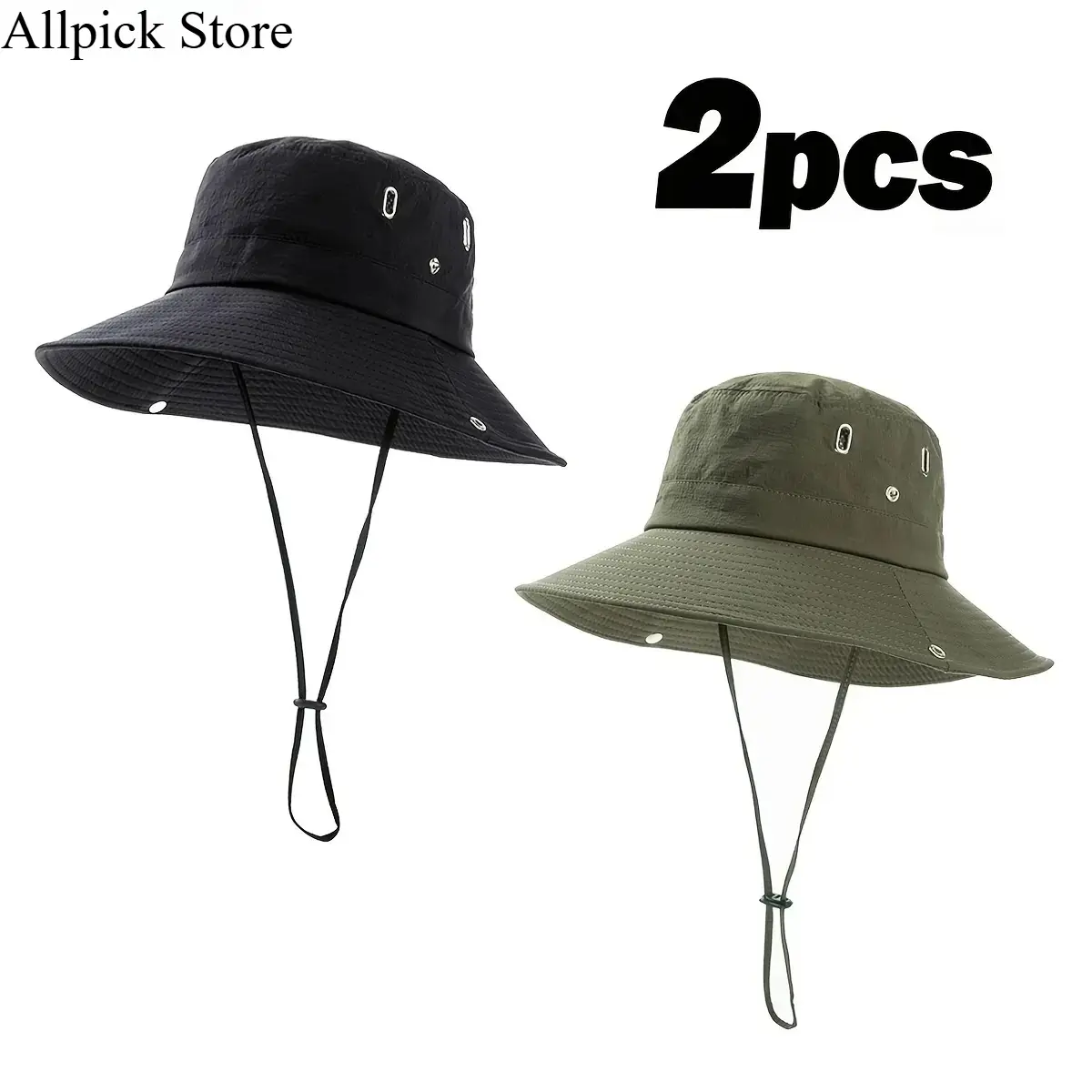 2-Pack Wide Brim Sun Hats for Men & Women, UV Protection Boonie Hats with Neck Flap, Foldable Fishing Hat for Hiking, Camping & Beach