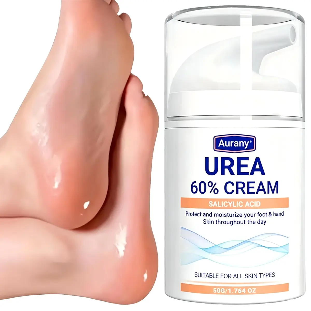 Urea & Salicylic Acid Foot Cream, Deep Moisturizing Foot Care Lotion, Exfoliating Foot Care Moisturizer for Dry Cracked Skin