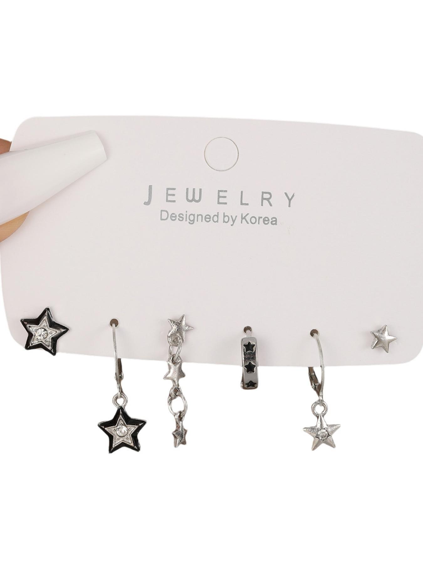 Star Design Earrings Set, Statement Earrings, Dangle Earrings Set, Fashionable Jewelry for Women & Girls, Trendy All-match & Exquisite Jewelry for Birthday Gift