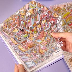 40pcs miniature scenic stickers for scrapbooking, cute 3d visual cottage design, perfect for journaling and crafts