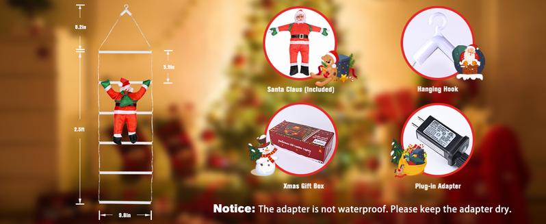 2.5ft/10ft Santa Claus for Staircases (Static Santa Design with Lighted Stairs) It is easy to install and durable, suitable for holiday decoration in indoor and outdoor spaces, gardens, courtyards, etc., and an excellent choice for Christmas gifts