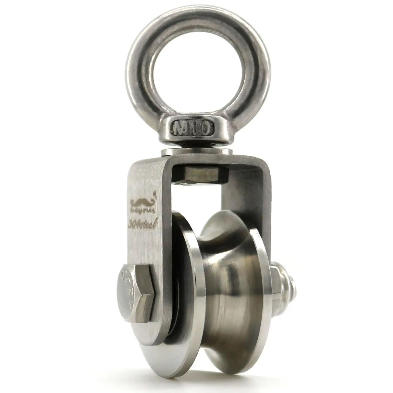 1-Pack U Type Swivel Pulley 304 Stainless Steel Duplex Bearing Super-Silent Detachable 360 Degree Rotation Heavy Duty Traction Wheel 800lbs Load Capacity