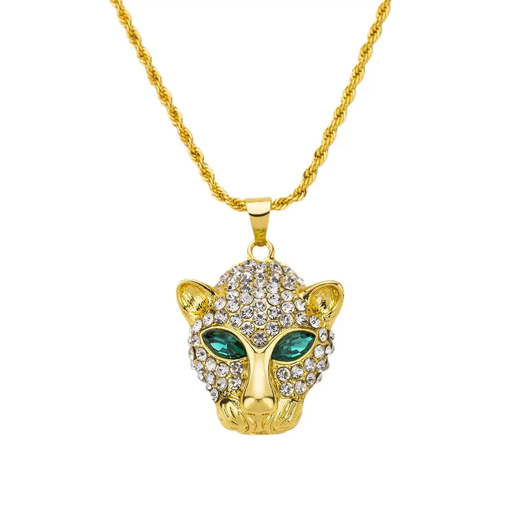 European and American fashion stainless steel 18K gold-plated leopard head pendant necklace, unisex trendy hot item, couple's necklace, fashion accessory