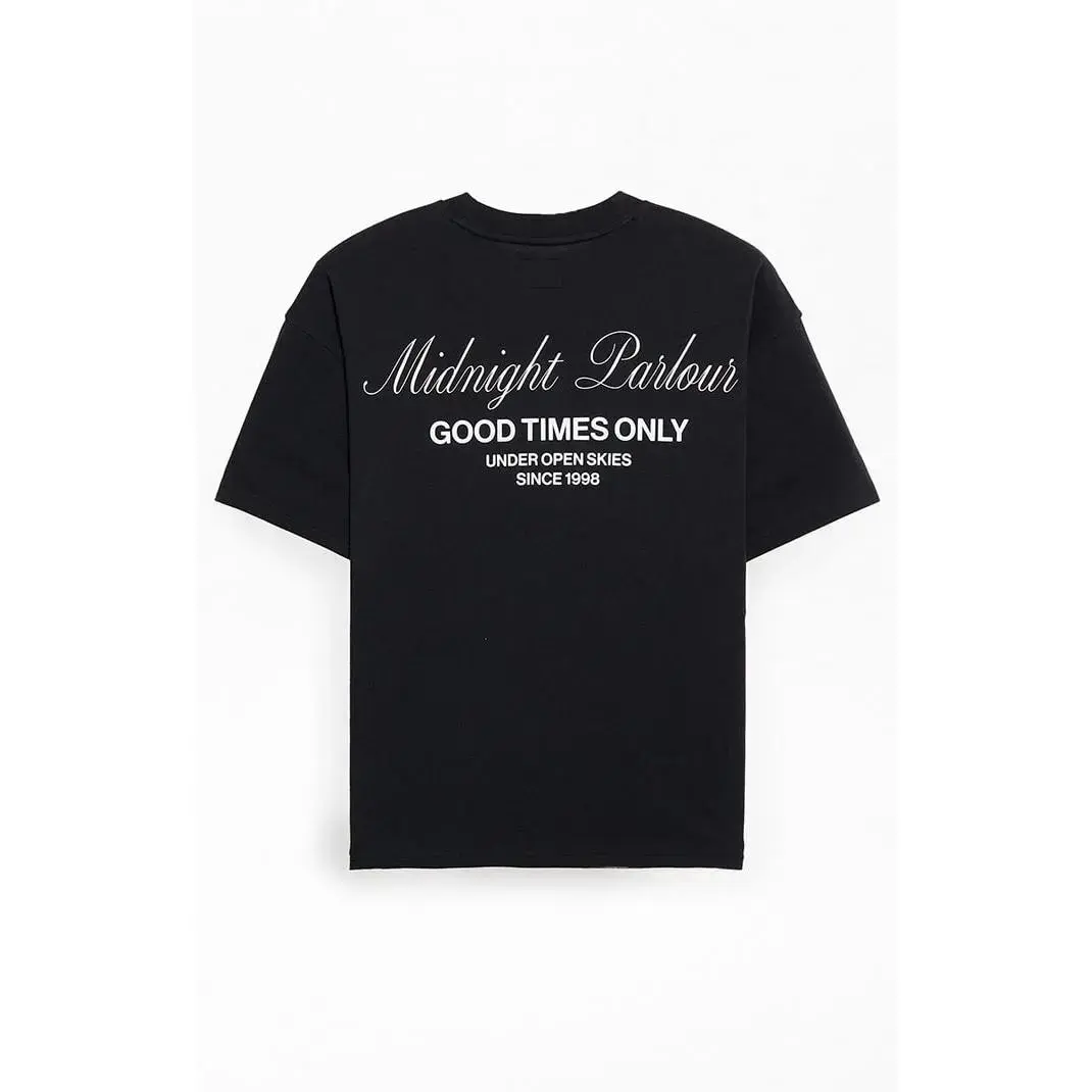 Midnight Parlour Good Times Only Letter Graphic Oversized T-Shirt, Comfort Cotton Fashion Outfit,SummerVibes, Perfect Holiday Gift For Him Her