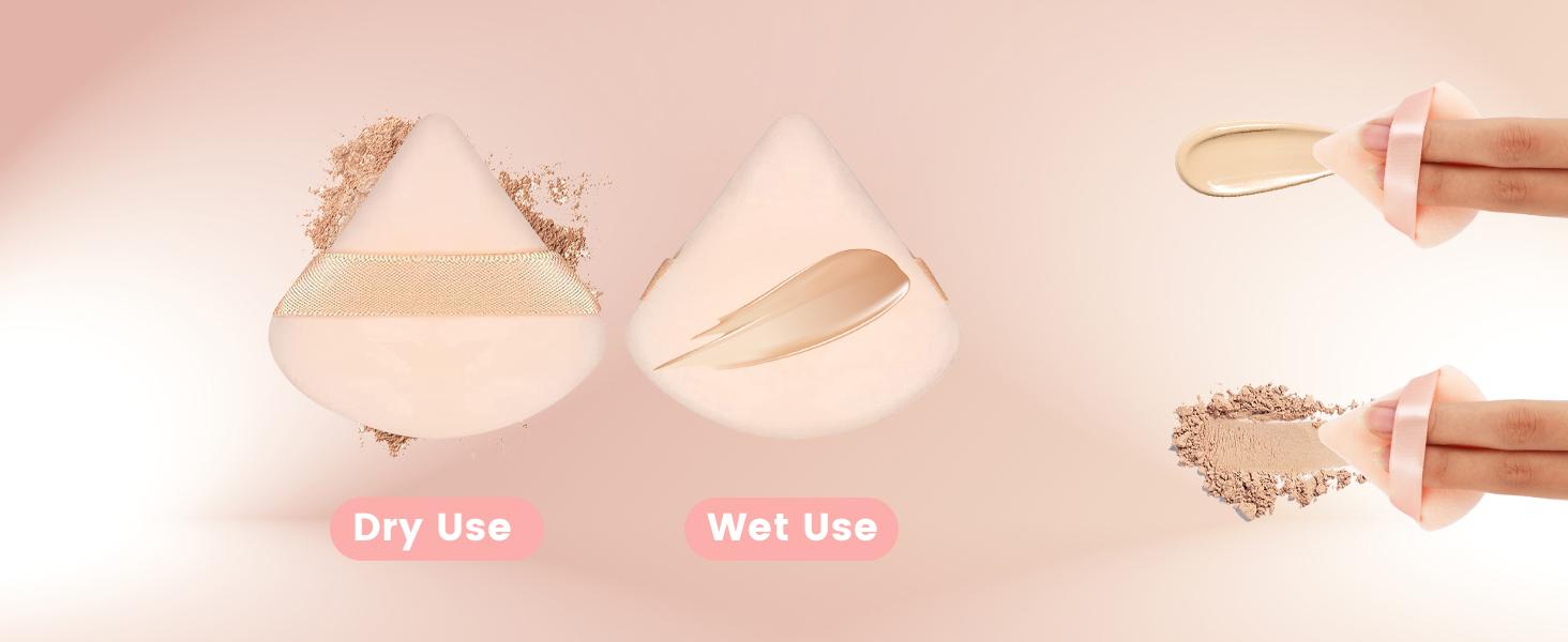 6 Pcs Powder Puff, Face Soft Triangle Makeup Puff Velour Makeup Sponge for Loose Powder (Black)