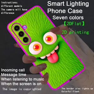 New LED Luminous Phone Case with Glowing Border, Compatible with Galaxy S26 Ultra to A15 5g, Fashionable Protective Cover, Unique Design, Daily Use