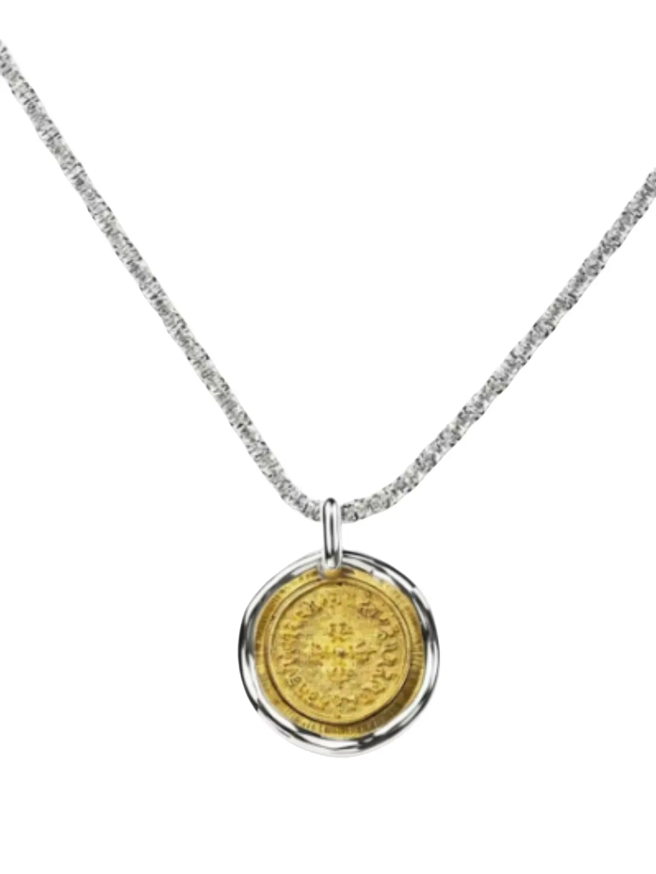 Vintage Coin Necklace, Classic Round Pendant, Retro Style, Brass Chain, All Seasons Jewelry, Elegant and Timeless Design, Chain Necklaces