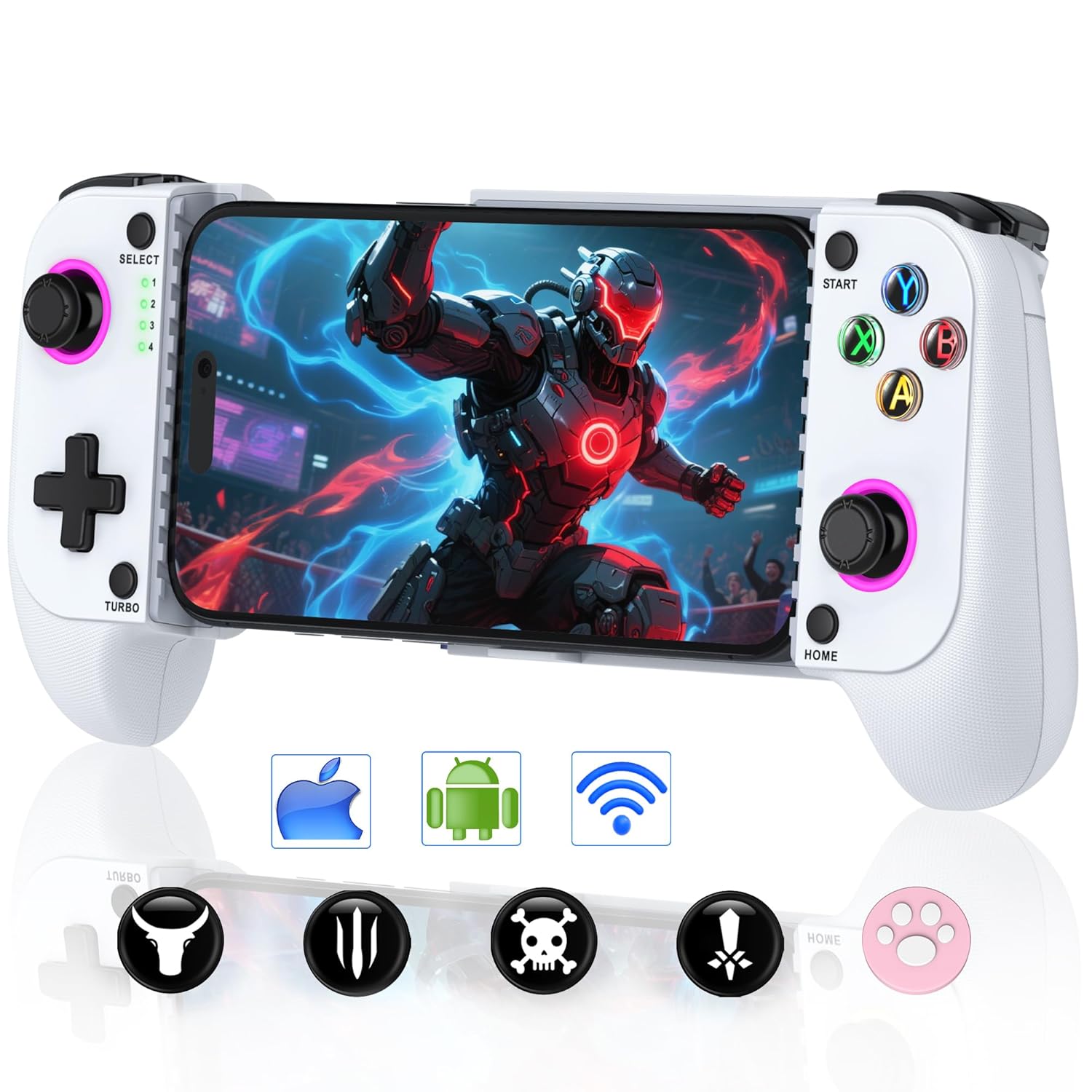 Phone Controller for /Android - Mobile Gaming Controller with Hall Effect Joystick, Phone Case Support,Turbo Function, Dual Vibration- Phone Controller Compatible with