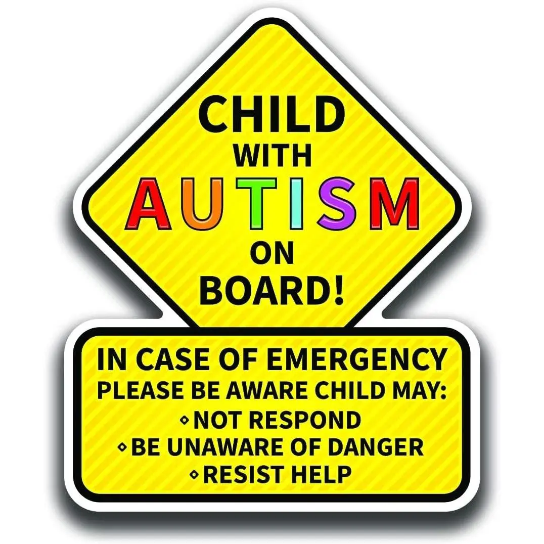 with   Board Sticker 2-Pack  | Latex Optimized Bright Visible Durable Stickers | 5.5-Inches by 4.5-Inches |  Alert for Autistic  Stickers