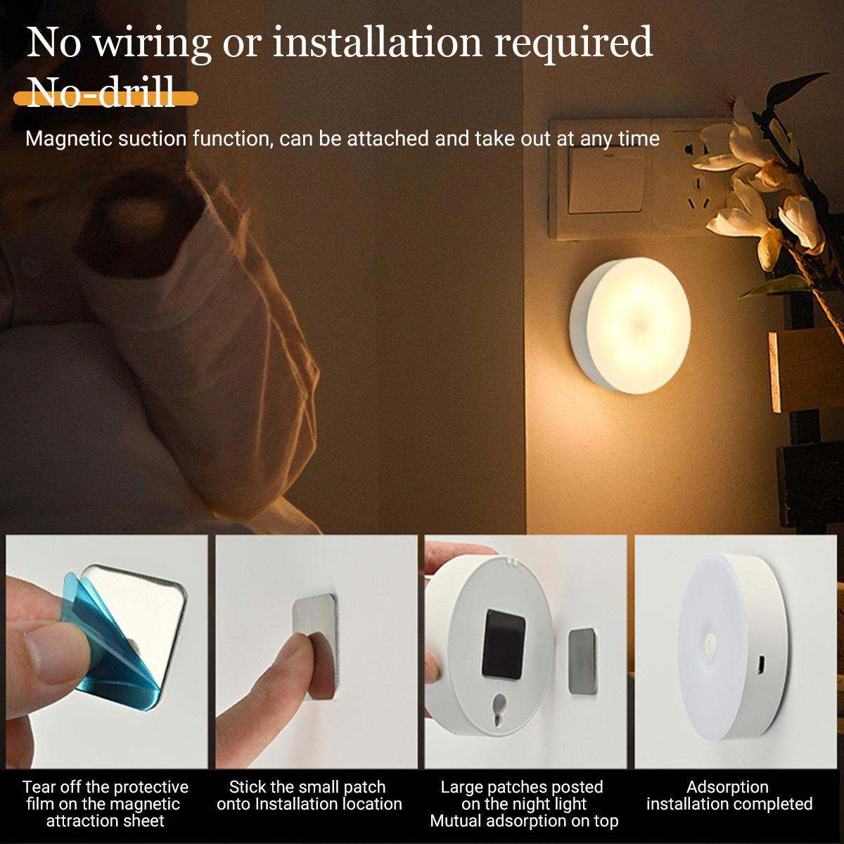 6-Pack Rechargeable Puck Lights - Motion Sensor & Dimmable Under Cabinet Lighting | USB Magnetic LED Lights for Kitchen, Closet, Pantry