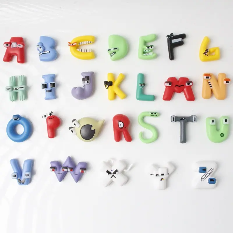 26-Piece Cartoon Letter Figurine Set, Decorative Alphabet Characters, Perfect for Kids' Rooms, Office Desks, Home Decoration